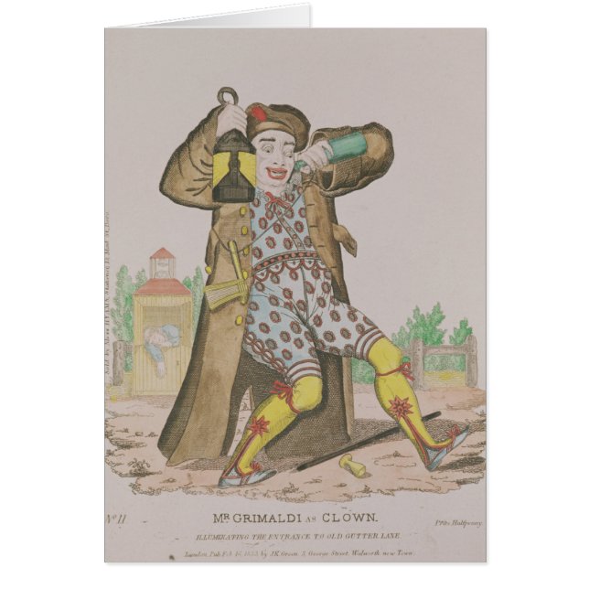 Cartão Sr. Grimaldi como o palhaço, iluminação (Frente)