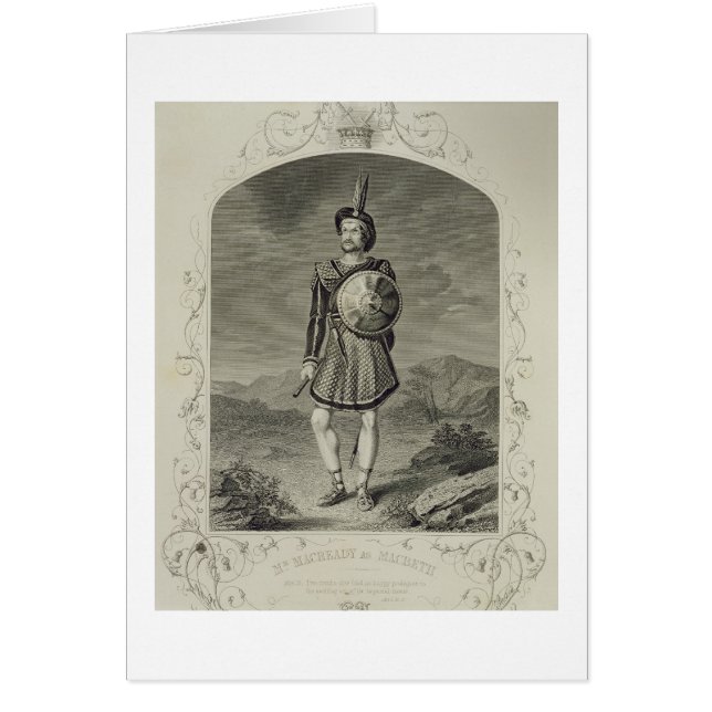 Cartão Sr. Macready como Macbeth, ato mim cena 3, no jogo (Frente)