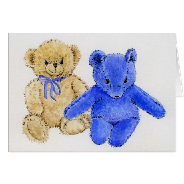 Cartão "Sr. McCuddles e urso azul " (Frente Horizontal)