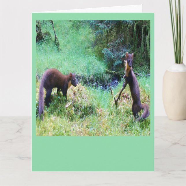 Cartão Sr. & Sra. Pine Marten Data Night Add own Text (Frente)