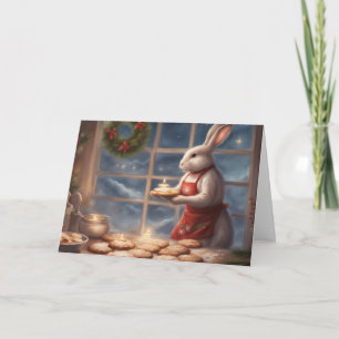 Cartão Sra. Bunny servindo assados de Natal