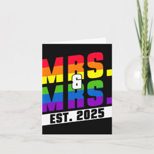 Cartão Sra. E Sra. Est. 2025 - Orgulho gay Wedding