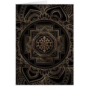 Cartão Sri dourado Yantra/Sri Chakra nos lótus