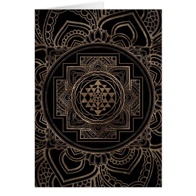 Cartão Sri dourado Yantra/Sri Chakra nos lótus (Frente)
