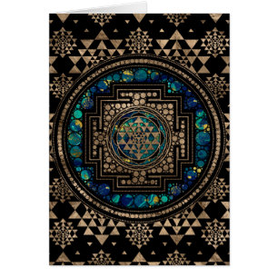 Cartão Sri Yantra/mármore e ouro de Sri Chakra