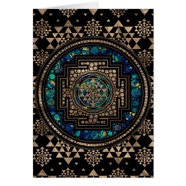 Cartão Sri Yantra/mármore e ouro de Sri Chakra (Frente)