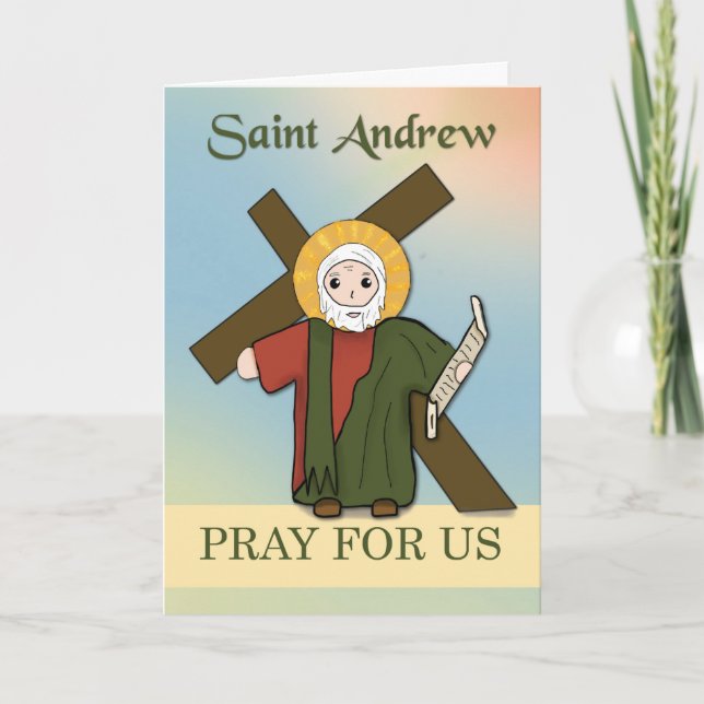Cartão St. Andrew Pray for Us Simple Catholic Saint (Frente)