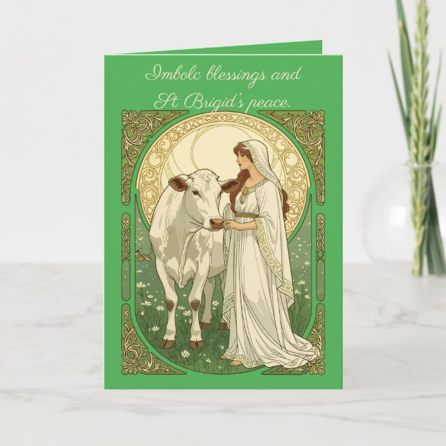 Cartão St Brigid and White Cow (Frente)