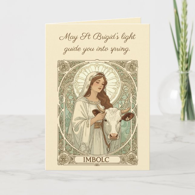 Cartão St Brigid Patroness Saint of Ireland Imbolc (Frente)
