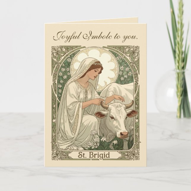 Cartão St Brigid Patroness Saint Of Ireland With White Co (Frente)