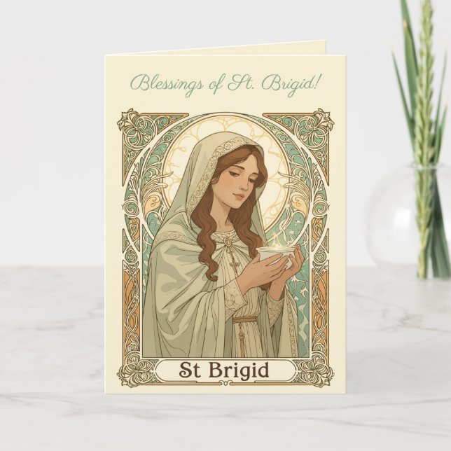 Cartão St Brigid The Patron Of Dairy Workers (Frente)