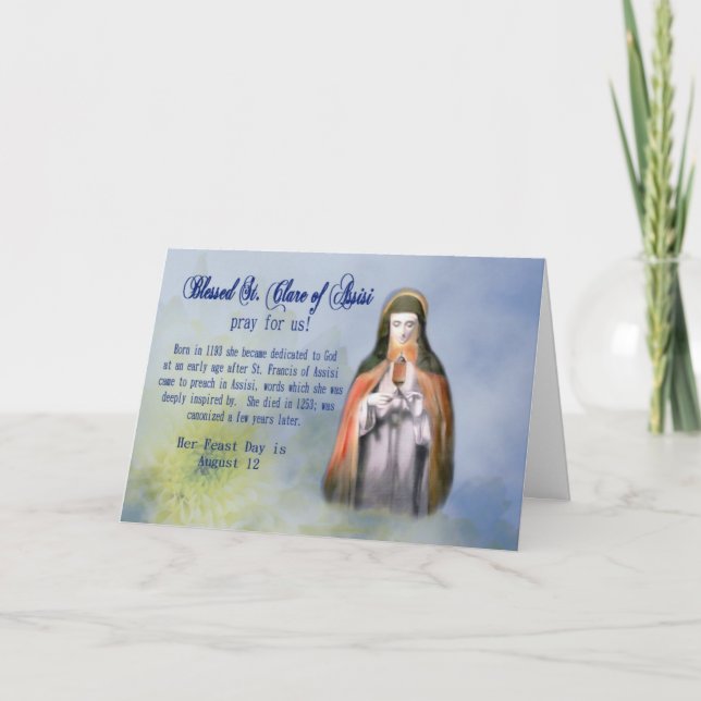 Cartão St. Clare Feast Day Greeting Card or Name Day (Frente)