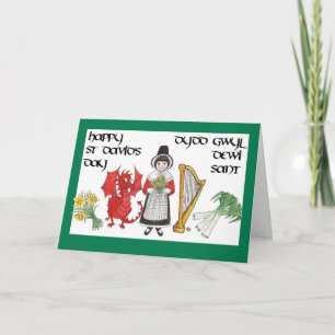 Cartão St David's Day Greeting Card: Bilingual