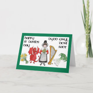 Cartão St David's Day Greeting Card: Bilingual