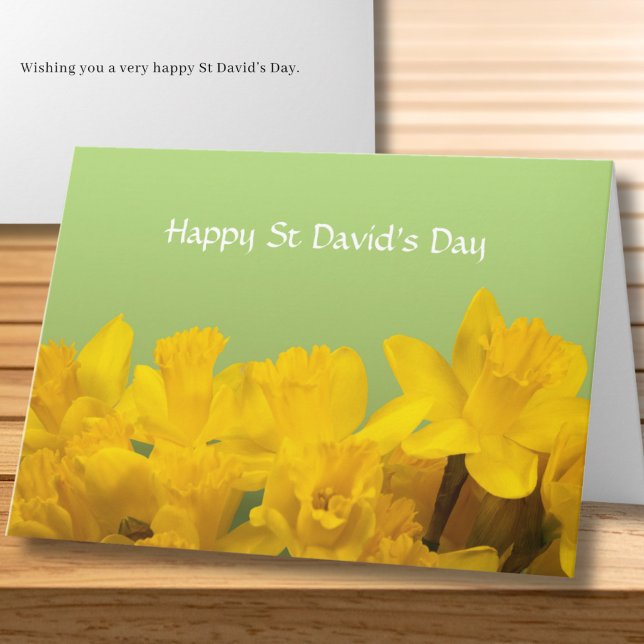 Cartão St David's Day Yellow Daffodils Personalized (Message and Text on front is all editable, edit as required)