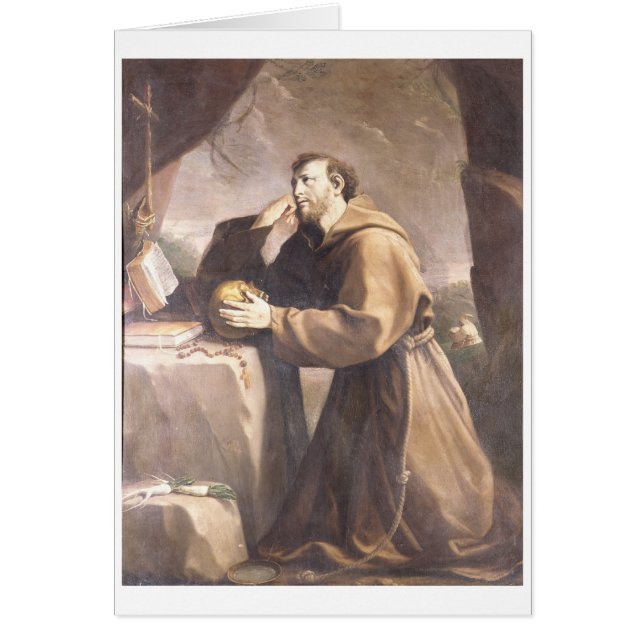 Cartão St Francis de Assisi na oração (Frente)