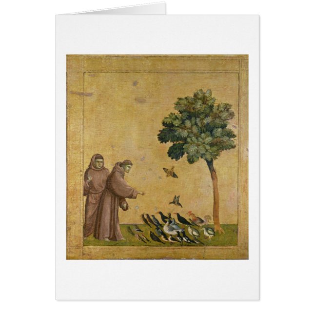 Cartão St Francis de Assisi que preaching aos pássaros (Frente)