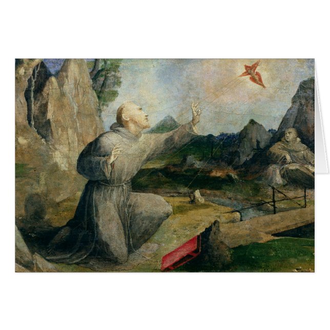 Cartão St Francis de Assisi que recebe os Stigmata (Frente Horizontal)
