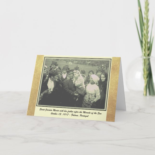 Cartão St. Jacinta Marto Fatima Miracle of the Sun (Frente)