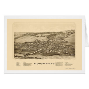 Cartão St. Johnsville, mapa panorâmico de NY - 1890