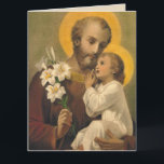 Cartão St. Joseph Birthday Card for Special Friend<br><div class="desc">Beautiful image of St. Joseph & the Baby Jesus holding a lily.
Lovely birthday message for special friend inside!</div>
