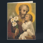 Cartão St. Joseph Birthday Card for Special Friend<br><div class="desc">Beautiful image of St. Joseph & the Baby Jesus holding a lily.
Lovely birthday message for special friend inside!</div>