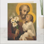 Cartão St. Joseph Birthday Card for Special Friend<br><div class="desc">Beautiful image of St. Joseph & the Baby Jesus holding a lily.
Lovely birthday message for special friend inside!</div>