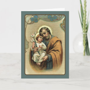 Cartão St. Joseph  DIA DOS PAIS Baby Jesus Lírio