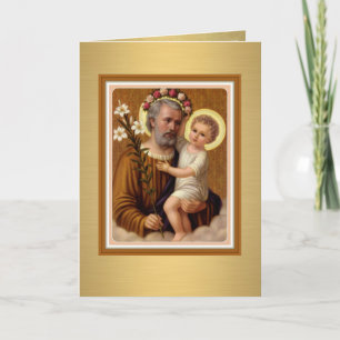 Cartão St Joseph Menino Jesus Católico Religioso Vintage