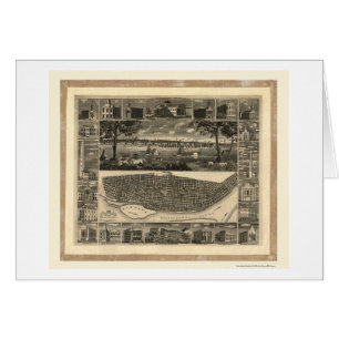 Cartão St Louis, mapa panorâmico do MO - 1848