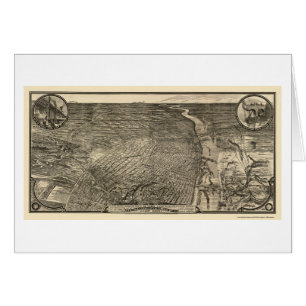 Cartão St Louis, mapa panorâmico do MO - 1876