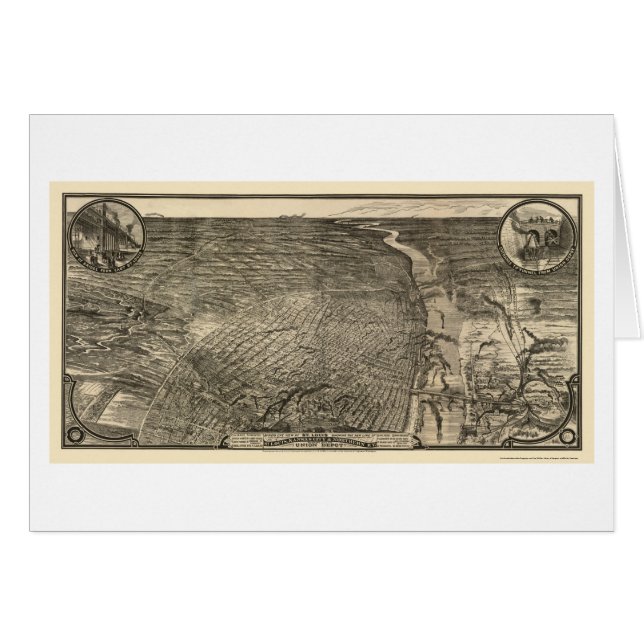 Cartão St Louis, mapa panorâmico do MO - 1876 (Frente Horizontal)