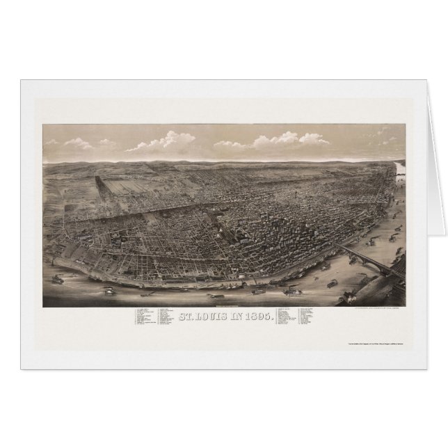 Cartão St Louis, mapa panorâmico do MO - 1895 (Frente Horizontal)