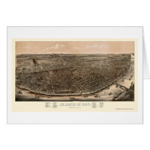 Cartão St Louis, mapa panorâmico do MO - 1896