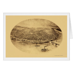 Cartão St Louis, mapa panorâmico do MO - 1897