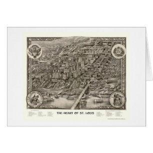 Cartão St Louis, mapa panorâmico do MO - 1907
