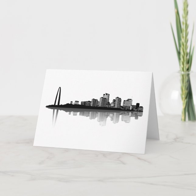 Cartão St. Louis Skyline Greeting Card (b/w) (Frente)