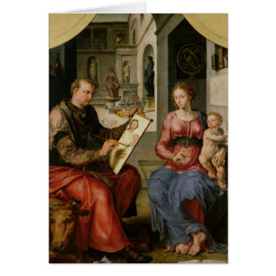 Cartão St Luke que pinta o Virgin, c.1545