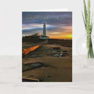 Cartão St. Mary's Lighthouse U.K., Birthday Greeting Card