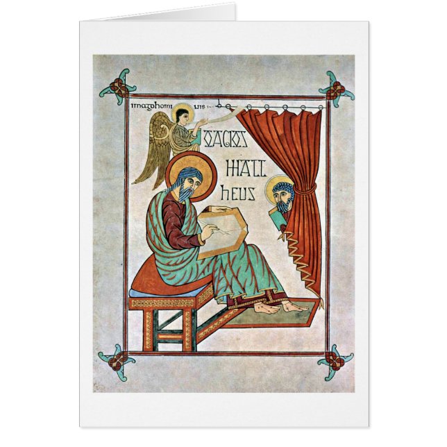 Cartão St Matthew pelo mestre do livro de Lindisfarne (Frente)
