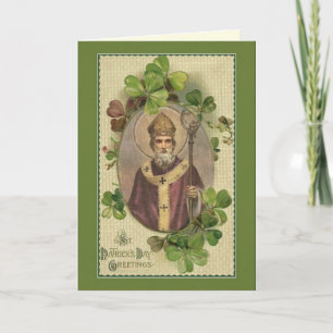 Cartão St. Patrick Bishop Shamrocks Prayer Irish