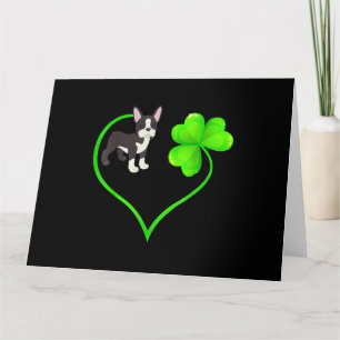 Cartão St Patrick Day Boston Terrier Dog Mom Dad Shamrock