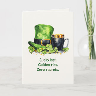 Cartão St. Patrick’s Day Leprechaun Hat & Mug Funny Card