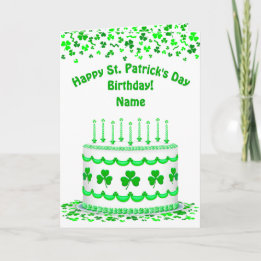 Cartão St Patrick's Birthday Cake Custom Candles Greeting
