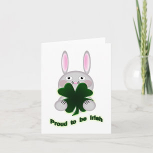 Cartão St. Patricks Bunny Proud to be Irish Shamrock