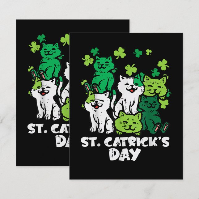 Cartão St Patricks Catricks Day Cats Saint Pattys (Frente/Verso)