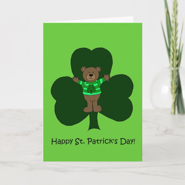 Cartão St. Patrick's day bear in green (Frente)