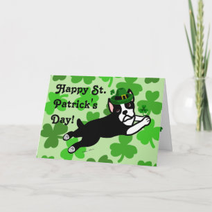 Cartão St. Patrick's Day Boston Terrier 2