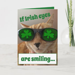 Cartão St. Patrick's Day Card featuring a COOL cat