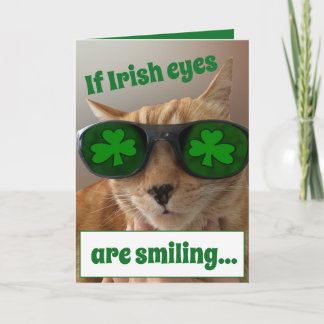 Cartão St. Patrick's Day Card featuring a COOL cat